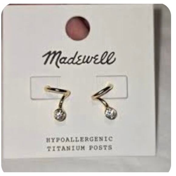 Madewell Floating Crystal Gold Huggie Hoop Fashion Earrings NWT - Picture 3 of 3
